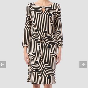 Joseph Ribkoff Black and Cream Geometric Dress